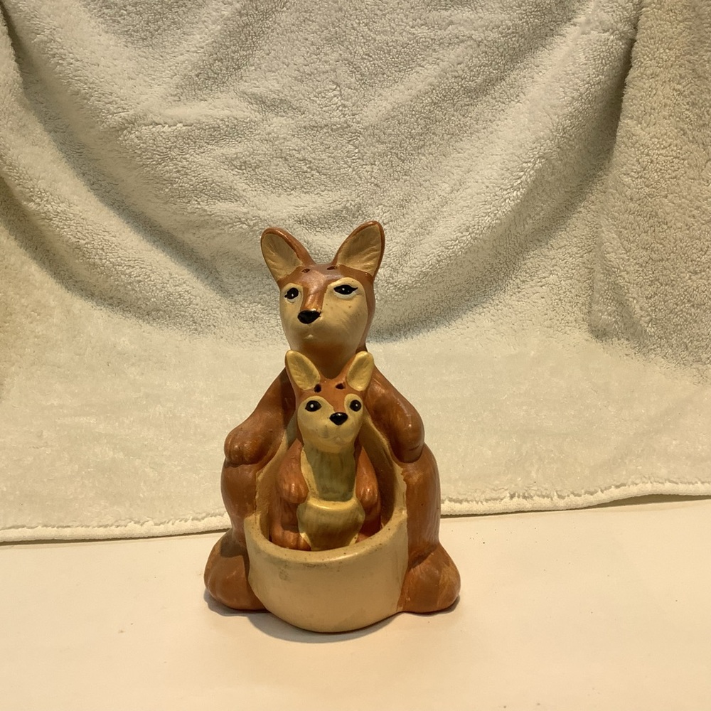 Vintage kangaroo and joey salt and pepper shaker